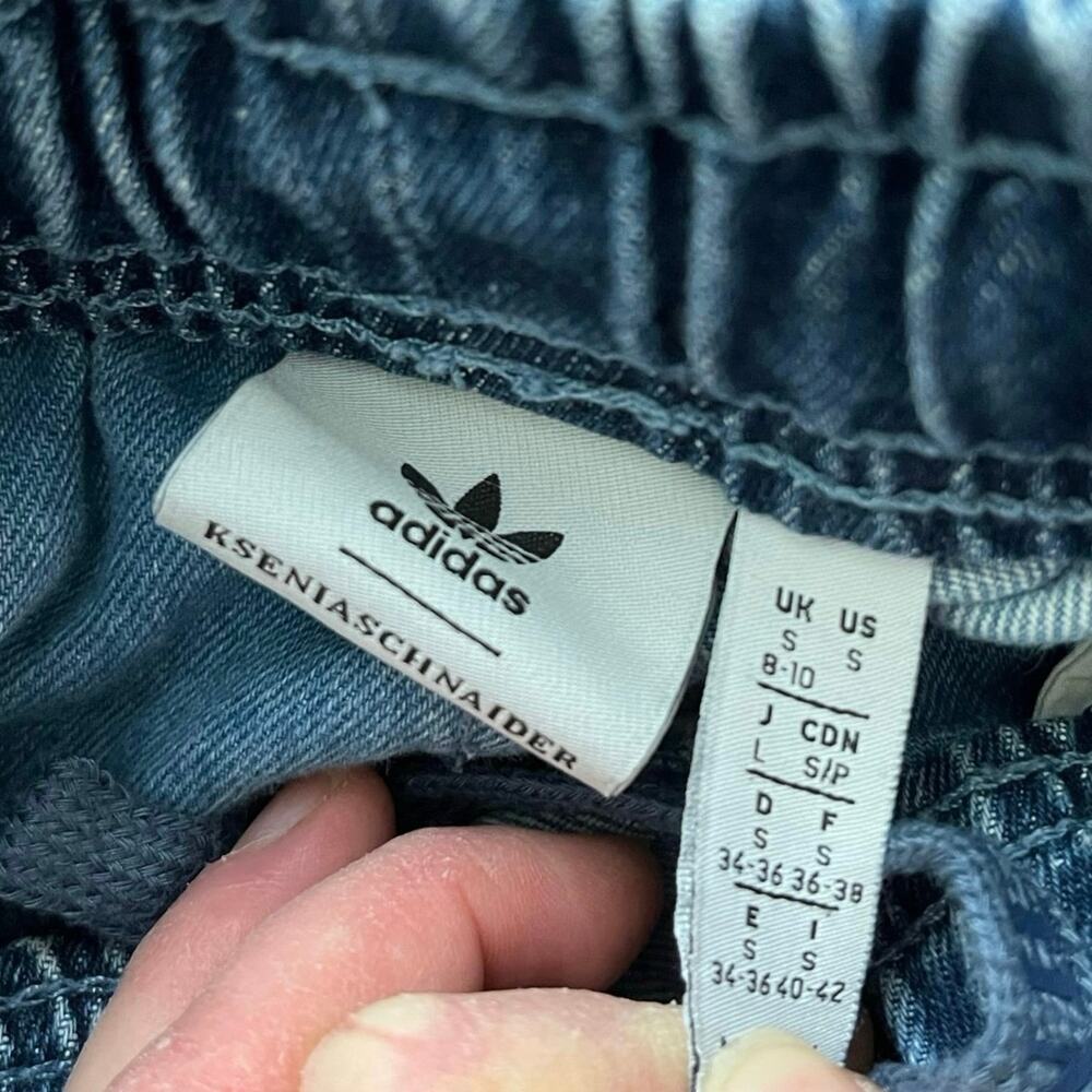 Adidas x Ksneiaschnaider Patchwork Denim Jean Pants Elastic Drawstring Waistband - Picture 3 of 7